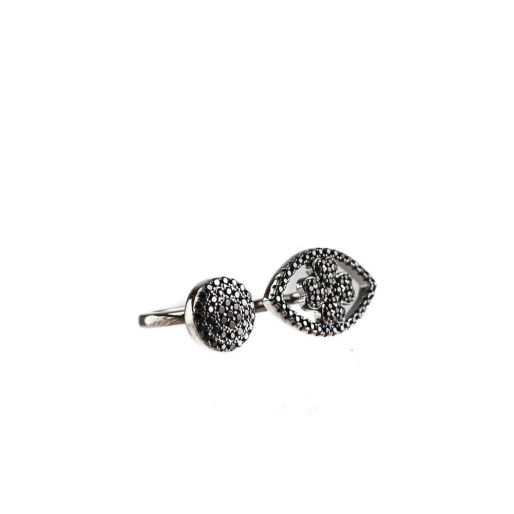 Folli Follie Womens Mati Ring Black Size 6